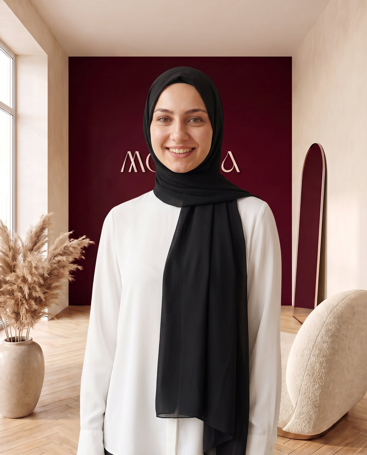 Chiffon-Hijab Schwarz – Vorderansicht