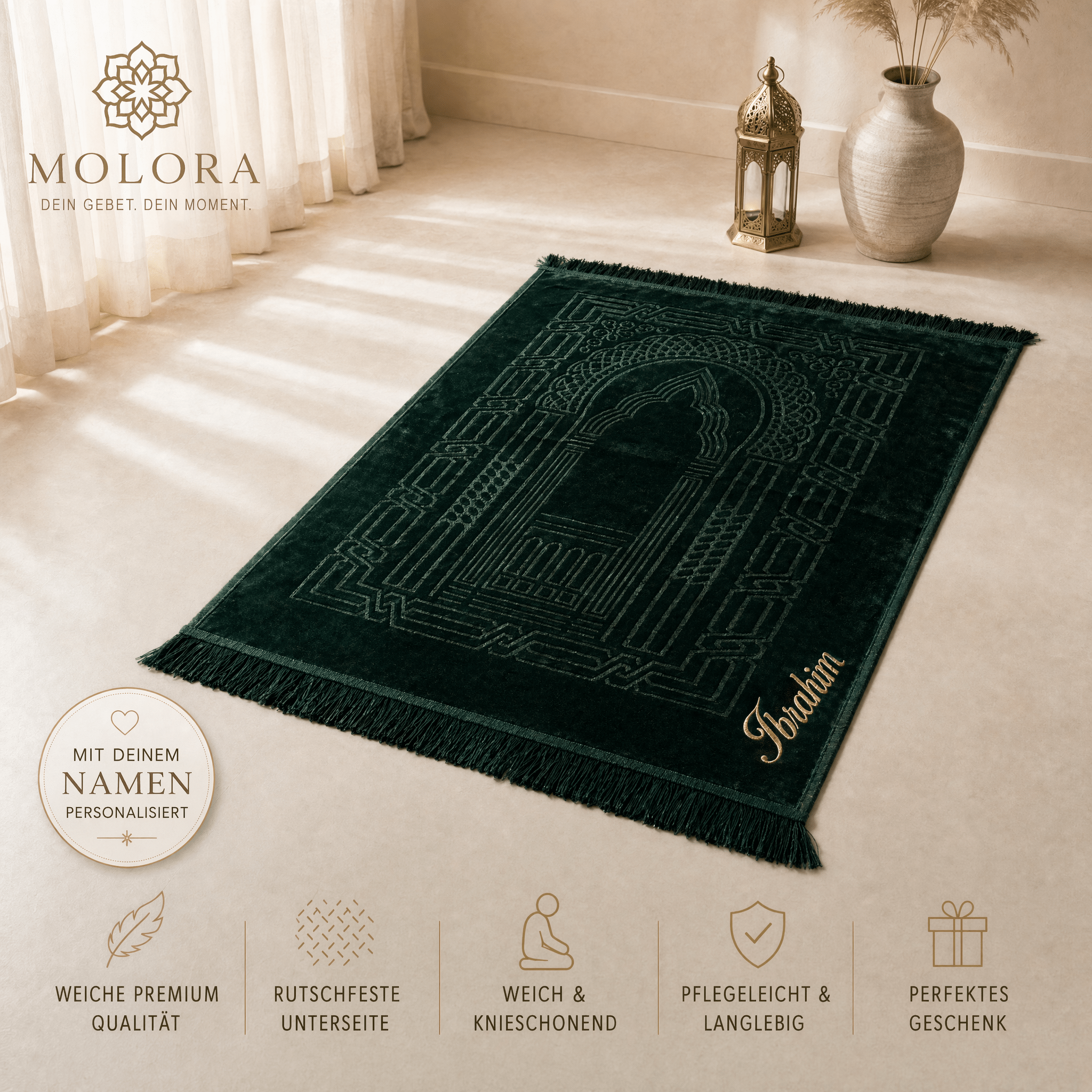 Personalisierter Gebetsteppich – Grün - Molora