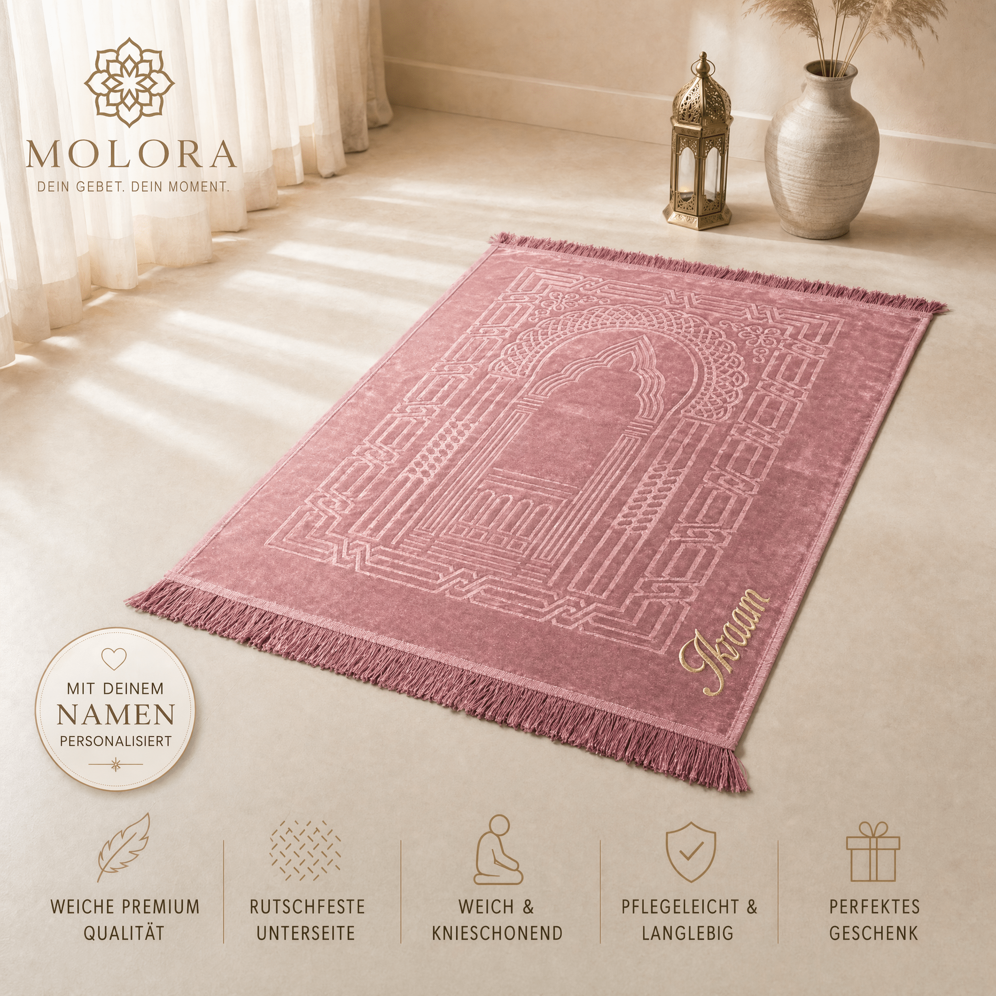 Personalisierter Gebetsteppich – Rosa - Molora