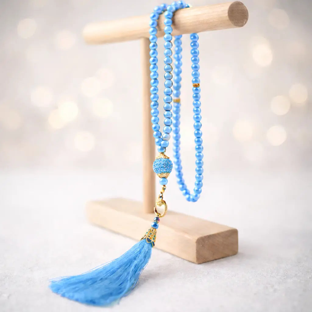 Tasbih Gebetskette mit 99 Perlen – Hellblau Meditationshilfe